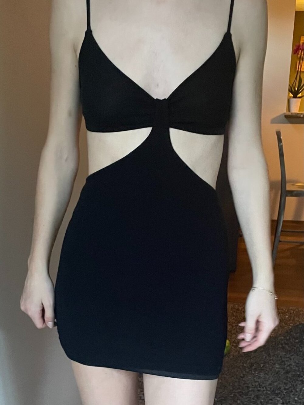 Fitted black mini dress